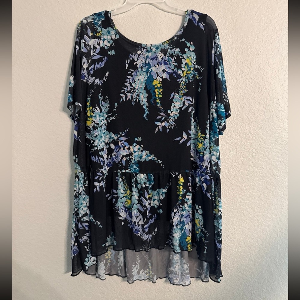 Worthington Blue Ruffled Tiered Blouse
